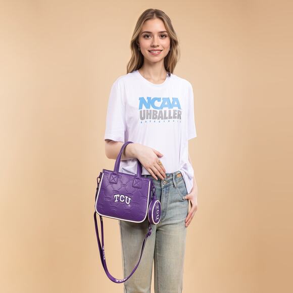 TCU Horned Frogs Purple Small Tote/Crossbody Bag & Coin Purse *NWT NCAA Official - Picture 6 of 6